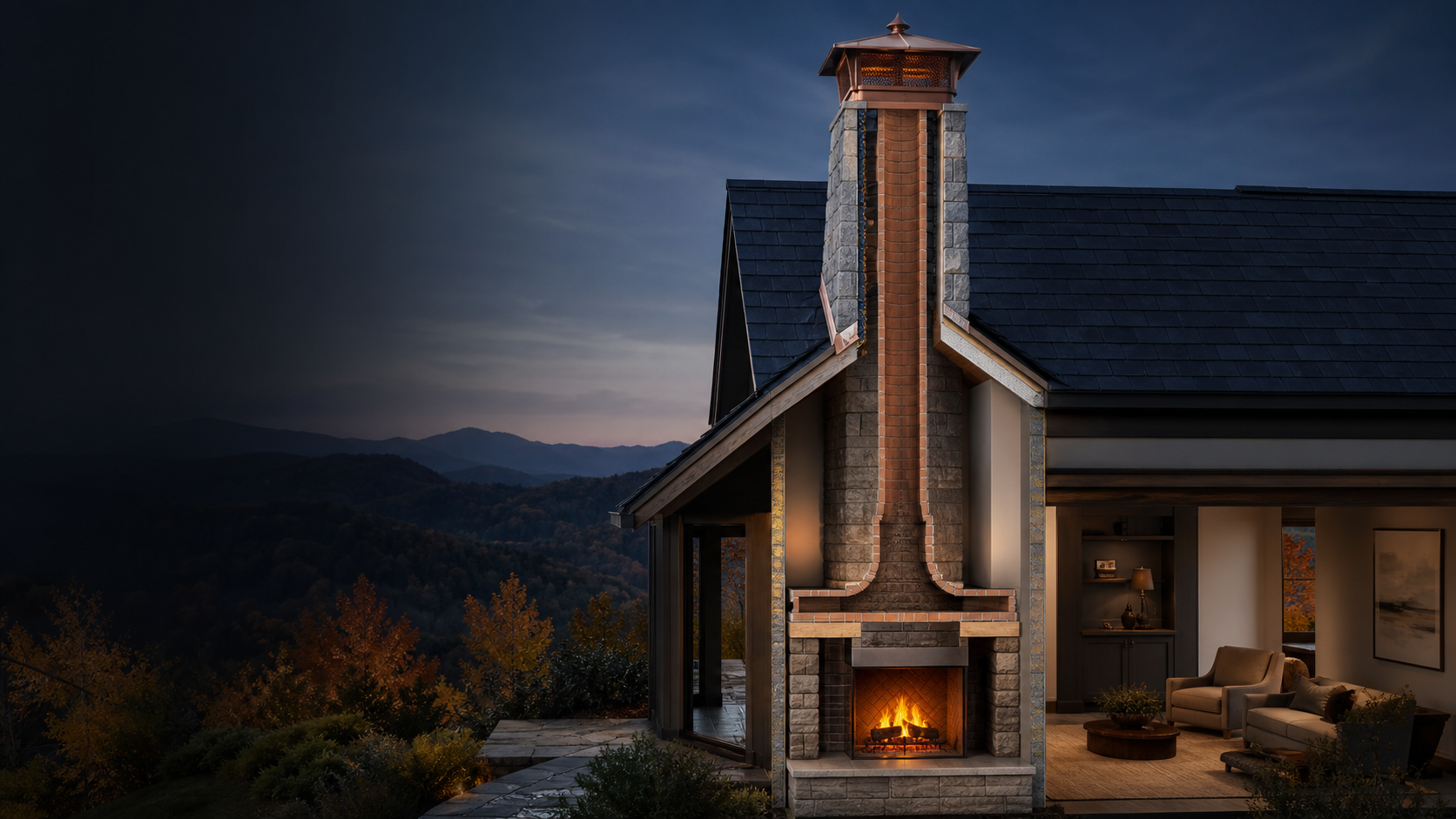 Illustrative chimney and masonry cutaway