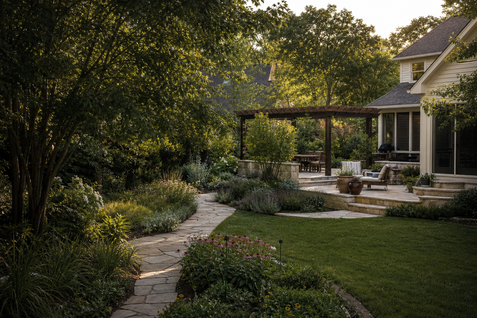 Illustrative established residential garden